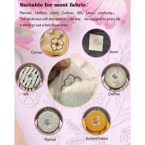 Karpoulra 6 Sheets 8.5x11 Sticky Water Soluble Embroidery Stabilizer, Dissolvable Printable Self Adhesive Wash Away Stabilizer for Print or Draw Patterns Hand Machine Embroidery