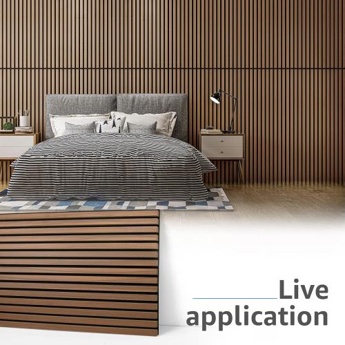 Size Large Color Brown Art3d 2 Wood Slat Acoustic Panels for Wall and Ceiling - 3D Fluted Sound Absorbing Panel with Wood Finish - Walnut