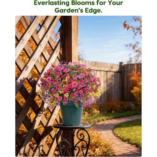 ONLY YELLOW ❗❗Velener Artificial Flowers for Outdoors- 20” Potted Plant Fake Silk Daisy Bush-UV Resistant Artificial Outdoor Plant for Front Porch, Garden, Yard, Patio Decor(Mixed Colors)