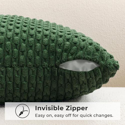Kevin Textile Soft Corduroy 20x54 Body Pillow Cover 1 Pack, Dark Green
