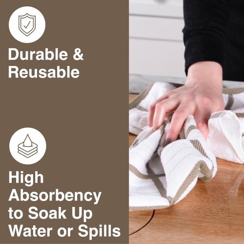 All-Clad Checked Kitchen Towel: Highly Absorbent, Super Soft Long Lasting - 100% Cotton, 17x30 Tea Towel for Cleaning & Drying Dishes, Pans, Glassware, or Countertops, (4-Pack), Mushroom