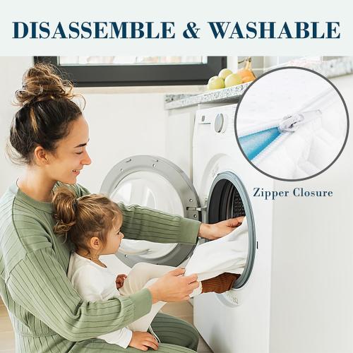 WHITE 3 Inch Queen Size Memory Foam Mattress Topper, Cooling Gel Bed Topper with Removable Cover, Soft & Pain Relief & Breathable, CertiPUR-US & Oeko-Tex Certified