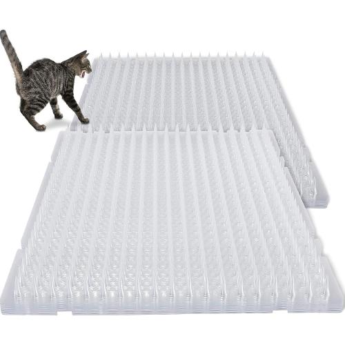 Nuanchu 12 Pieces Cat Deterrent Mat Cat Repellent Mat with Spikes Keep Dogs Off Counter Anti Pet for Outdoor Indoor Plants Garden Sofa Window(16 x 13 Inches,Clear)