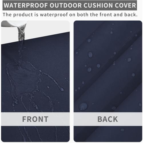 Easy-Going 48x18x3 inch Waterproof Outdoor Couch Bench Cushion Covers Only Replacement Non-Slip Patio Seat Cushion Slipcover with Zipper and Adjustable Straps Navy