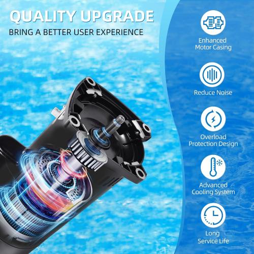 USQ1202 Pool Pump Motor Fit for A.O. Smith for Century Pool and Spa Pump Motor 2HP, 3450 RPM, 48Y Frame, 230V, 60HZ, Square Flange