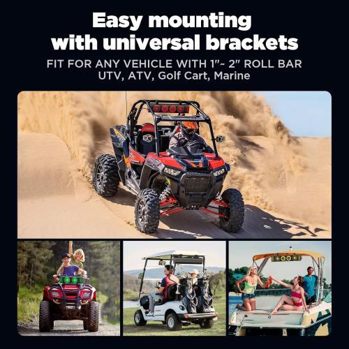 25 Inch UTV Sound Bar, ATV SoundBar Bluetooth with RGB Lighting, IP66 Waterproof Golf Cart Sound Bar, Amplified Powersports SXS SoundBar, UTV Speakers Compatible with Polaris RZR Can-Am