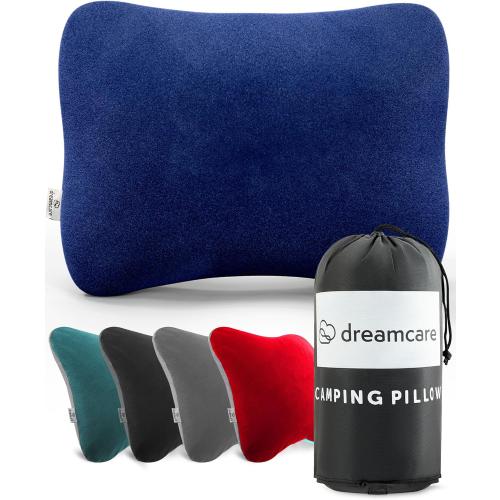 DREAMCARE Camping Pillow, Memory Foam Travel Pillow, Camping Accessories - Small Pillow Camping Essentials Camping Pillows for Sleeping, Backpacking Pillow, Travel Pillows for Sleeping (Medium,Blue)