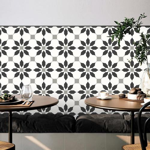 MORCART 7.87 x 7.87 Peel and Stick Floor Tile, 20 PCS Self-Adhesive DIY Vinyl Flooring for Renters, Removable and Waterproof Tile Sticker for Bathroom, Kitchen, Staircase (Black)