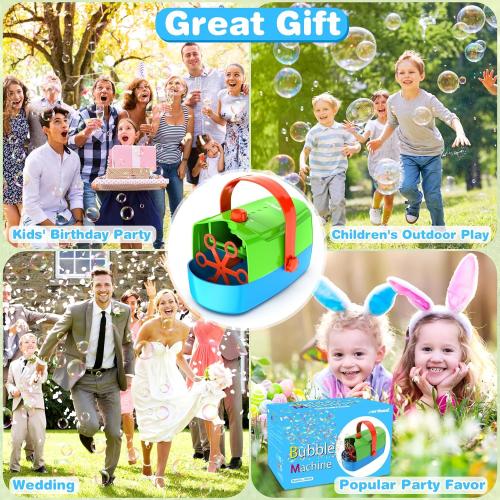 Bubble Machine Durable Automatic Bubble Blower, 18000  Big Bubbles Per Minute Bubbles for Kids Toddlers Bubble Maker Operated by Plugin or Batteries Bubble Toys for Indoor Outdoor Birthday Party
