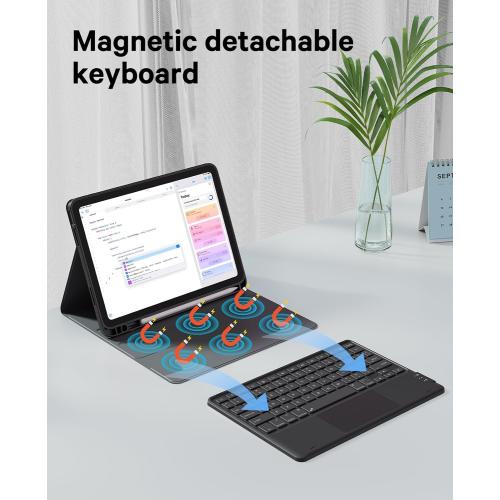 Color Black  for iPad 10th Generation Case with Keyboard, 7 Color Backlight, Multi-Touch Trackpad, Flip Stand Case with Pencil Holder, 2 Wireless Channels for iPad (A16) 11th/10th Gen (2025/2022), Black