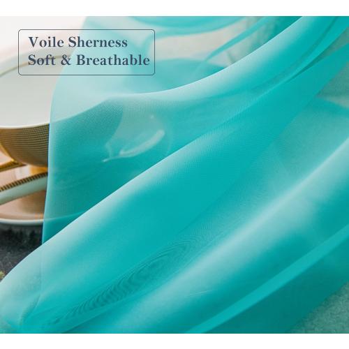 PI Turquoise Sheer Curtains 84 Inches Length with Eyelets,Polyester Voile Textured,Casual Window Backdrop for Villa/Porch 2 Panels (W52 X L84, Lake Blue)