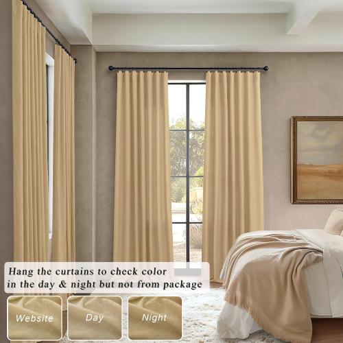 Burlap Color Curtains 84 Inch Length for Living Room 2 Panels Back Tab Pocket Primitive Drapes Flax Linen Country Cotton Light Filtering Sheer Tan Brown Curtains for Bedroom Farmhouse Decor 7 FT Long