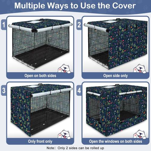 Bienbee Dog Crate Cover, 36 inches Windproof Crate Covers for Dog Cages Breathable Dog Kennel Cover Double Sided Zipper Dog Cage Cover for Wire Dog Cage Indoor Outdoor Protection