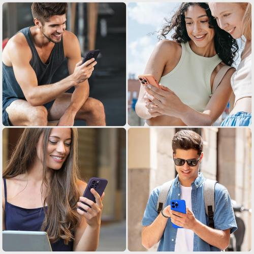 Miracase Designed for iPhone 14 Pro Case, with Tempered Glass Screen Protector, [Upgraded Camera Protection], Shockproof Liquid Silicone Rubber Phone Case Cover for 14 Pro 6.1 inch, Dark Purple