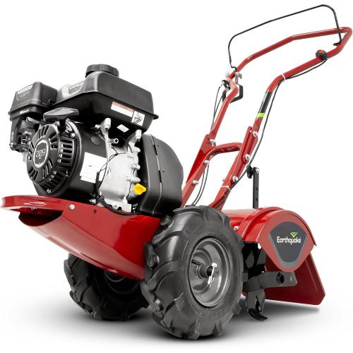 EARTHQUAKE Victory Rear Tine Tiller, Powerful 209cc 4-Cycle Viper Engine, Rugged Bronze Gear Transmission, Counter-Rotating Tines, Instant Reverse, Pneumatic Wheels, Model: 39381, Red/Black