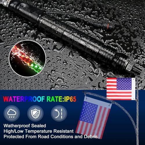 3FT LED Whip Lights for UTV RGB Chasing/Dancing Light Remote Control APP-Supported, 600  Color Mode Combinations, RGB Chasing Lighted Antenna Whips for UTV, ATV, Truck, Dune Buggy