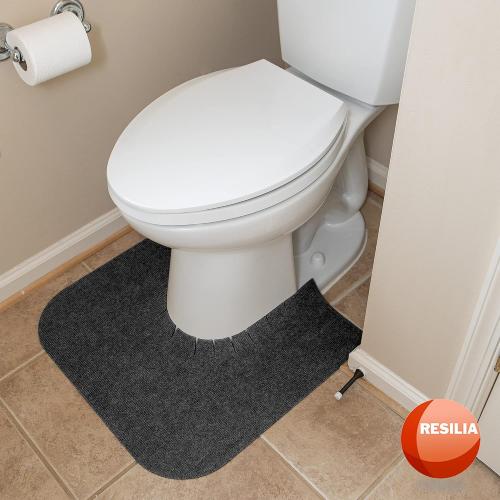 RESILIA Universal Rounded Commode Potty Training Mats - Super-Absorbent Toilet Training Rug for Kids, Universal Bathroom Protector Pads, 4 Pack, Charcoal, Made in The USA