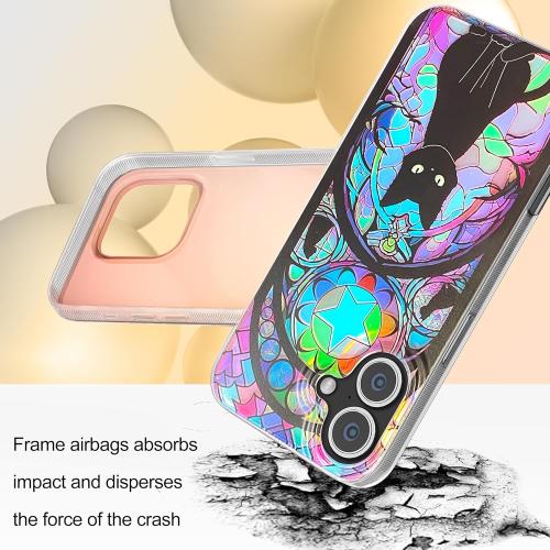 Compact Case for iPhone 16 cat Design,Cute Holographic Soft Slim TPU Shockproof Protective Bumper Phone Cases Cover for Women Girls man Aesthetic Glitter Shiny