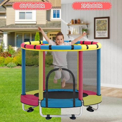 Trampoline for Kids, 47 Small Indoor & Outdoor Toddler Trampoline, Age 1-8 | Safety Enclosure Net, Baby Mini Recreational Trampolines, No-Gap Design, Play Gym, Birthday Gifts for Children & Boys & Girls
