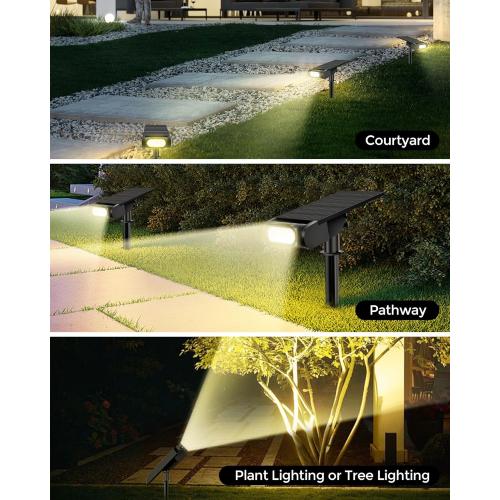 RGB Christmas Solar Spot Lights Outdoor, 12 RGB Color Modes Landscape Light Waterproof IP67 with Remote Control, 2-in-1 Color Changing RGB/Cool/Warm White for Yard Garden Garden (6 Pack)