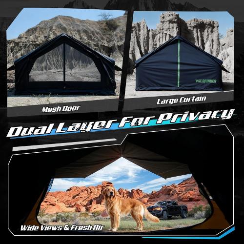 Inflatable Tent with Skylight, Quick Setup Blow Up Tents with Pump, Hot Tent with Stove Jack, Waterproof Oxford Inflatable House for Camping, Air Glamping Tents for Camping Adult