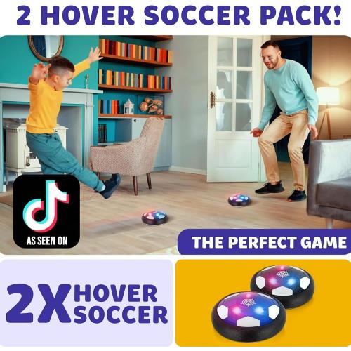 Atlasonix Hover Soccer Ball - Indoor Soccer Ball, Indoor Flying Toy Games (2 Floating Disk) Boy Birthday Gifts, Indoor Silent Game | 2 in 1 Pack