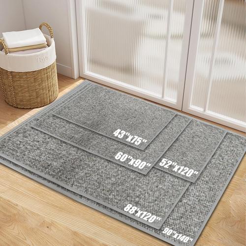 Yancorp Front Door Mat Indoor Entrance for Inside Entry 17 x 29.5 Non-Slip Welcome Mat Rubber Backing Dirt Resistant Absorbent Indoor Doormat for Entryways, Front Doors, Hallways, Beige Grey