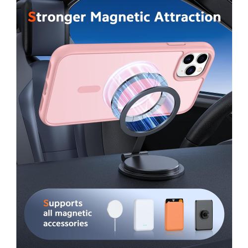 FNTCASE for iPhone 11 Pro Case: Matte Magnetic Phone Cases Compatible with Magsafe Slim Anti Yellowing Military Grade Drop Protection Rugged Shockproof Protective Translucent Cell Cover (C-Pink)