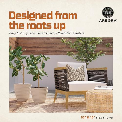 Ibiza Polyresin Indoor and Outdoor Planter with Classic Cream Finish - Durable, Weatherproof, Lightweight, Large Plant Pot for Patio, Garden, Deck, Entryway