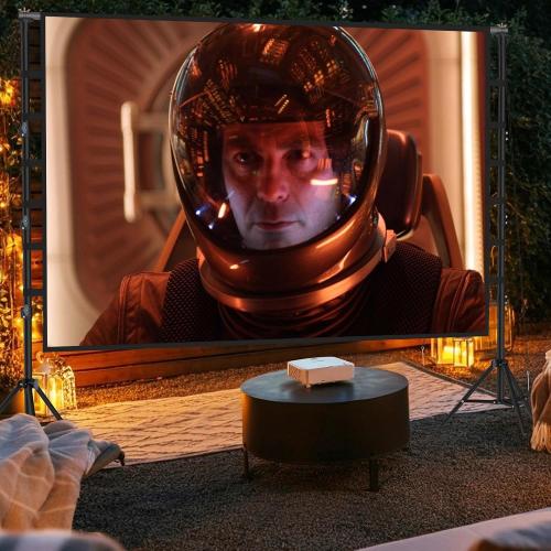 180 Inch Outdoor Projector Screen with Stand: VOOPVOR Portable Projection Screen and Stand, Indoor Rear Front Movie Screen 16:9 4K HD, with Carry Bag, Height Adjustable for Home Theater RVs Camping