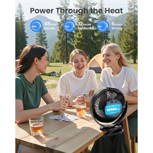 Koonie 10000mAh Battery Operated Misting Fan with Clip, Portable 8'' Mist Fan for Desk with Max. 48 Hours Runtime, 3Speeds, 2 Spray Modes, 200ML Tank for Golf Cart Home Office Travel Camping Stroller
