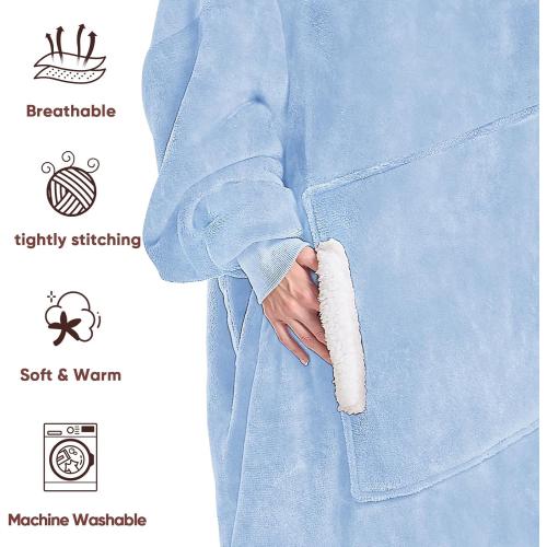 yescool Wearable Blanket Hoodie, Flannel Sherpa Fleece Blanket Sweatshirt for Adults Women Men,One Size Fits All