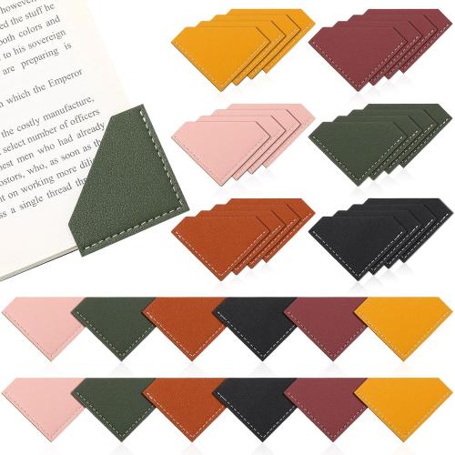 36 Pcs Leather Corner Bookmarks Diamond Shape Handmade Reading Gifts for Women Book Lovers Teachers Students School Office Home Supplies, 6 Colors