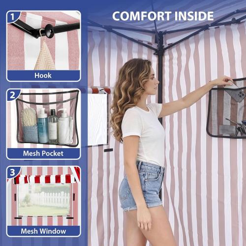 EAGLE PEAK 4x4 Pop Up Changing Tent, Outdoor Changing Room, Red/White | Pop Up Privacy Tent, Pool Cabana, Outdoor Shower Enclosure, Dressing Room, 250D Fabric, Instant Setup Compact Flex Frame
