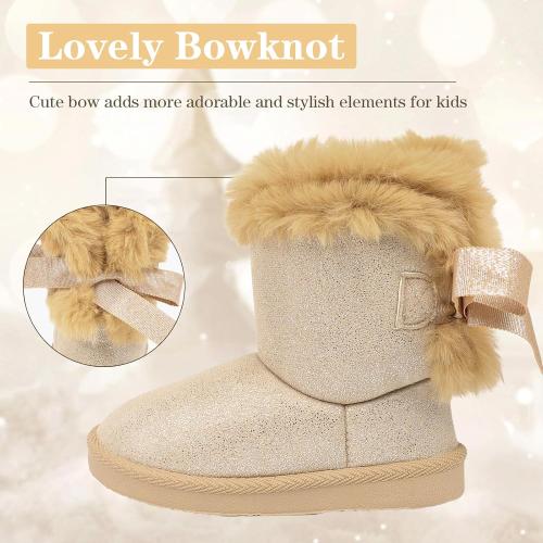 FANTURE Toddler Snow Boots for Girls Boys Winter Warm Fur Lined Kids Non Slip Outdoor Shoes (Toddler/Little Kid)