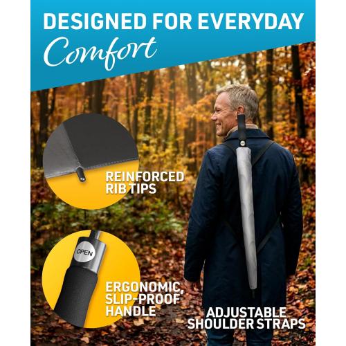 TUMELLA Golf Umbrella 62 Inch Windproof, Extra Large Auto Open, Double Canopy, Heavy Duty Rain Protection for Golf, Sports & Family Use, Wind Resistant & Tested 33  MPH
