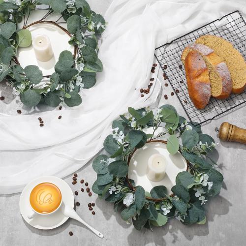 Redbaker 6 Pcs Eucalyptus Wreath 12 Inch Artificial Green Leaves Greenery Wreaths for Front Door Farmhouse Spring Summer Decor for Wedding Window Tabletop Decoration(Vibrant)