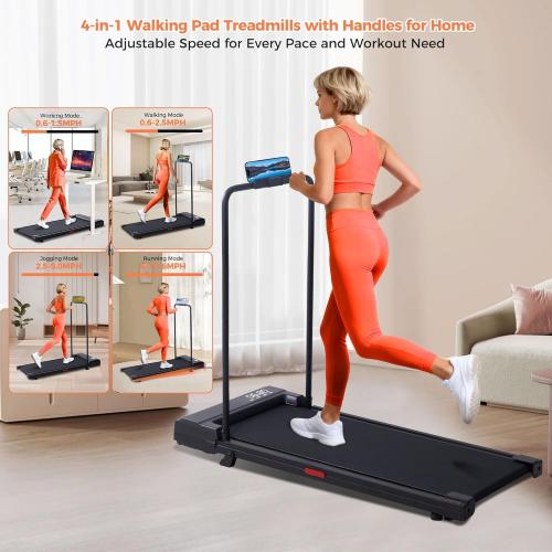 Walking Pad Treadmill with Handle Bar, 2026 Upgrade Portable Treadmills for Home Small with Handles, 3.0HP Walking Pad for Small Spaces, 0.6-7.6MPH Speed, 350LB