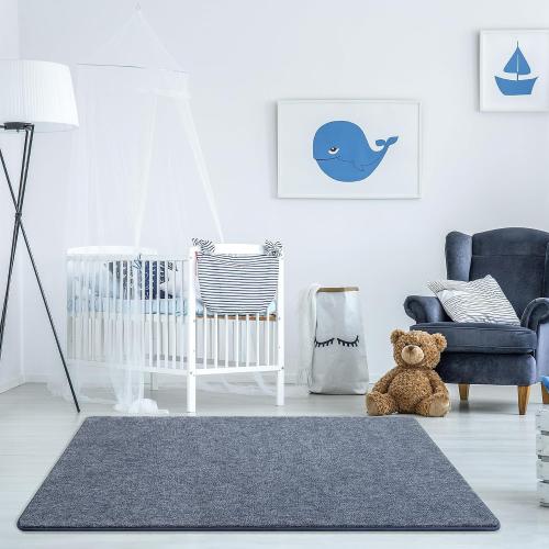 Soft Rugs for Bedroom, Living Room Area Rug Washable Memory Foam Small Entryway Throw Rugs Low Pile Minimalist Non Slip Bedside Rug Carpet for Kids Nursery Dorm Room Decor Blue