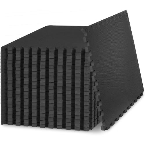 ProsourceFit Exercise Puzzle Mat 3/4 - Black-96