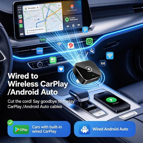 Wireless CarPlay Adapter,Supports iPhone & Android Phones