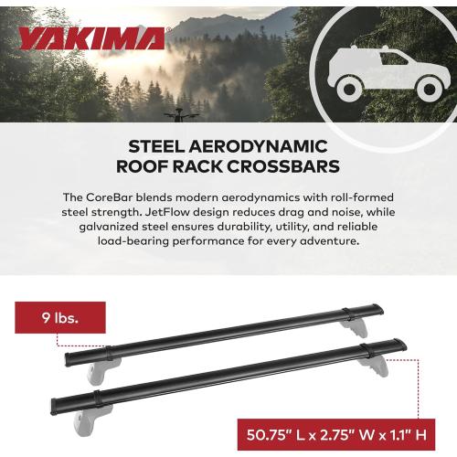 YAKIMA, CoreBar Aerodynamic Crossbars for Roof Rack Systems, Set of 2