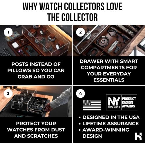 Holme & Hadfield Premium 7-Slot Wooden Watch Display Case with Lifetime Assurance – Large Handcrafted Men’s Watch Box with Accessory Drawer – Father’s Day Gift for Collectors – Luxury Built to Last- Brown