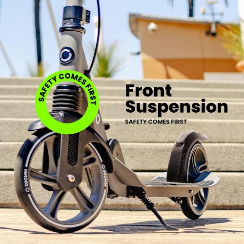 AERO MOBILITY Kick Scooter for Kids 6 , Teens & Adults | Light Up Wheels, Hand Brake, Rubber Deck Mat & Shock Absorption | Foldable & Height Adjustable