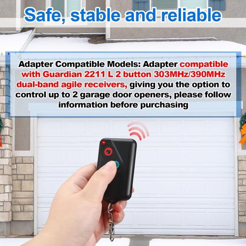 Kingdder 2 Pieces Garage Door Remote Compatible with Guardian 2211 L 2 Button Garage Door Remote Transmitter 303mhz/390mhz Gate Opener Transmitter with Keychain