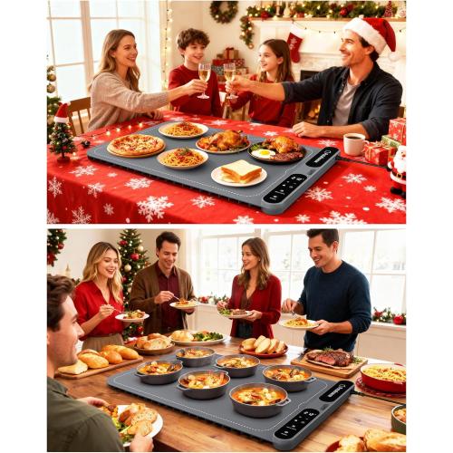 Food Warming Mat, 5s Fast Heating,Electric Warming Tray with 7 Temp 8 Timer Settings,Rollable & Portable Food Warmer for Parties,Buffet,Home and Travel Use