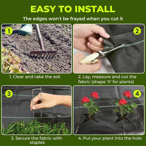 4ft x 300ft Weed Barrier Landscape Fabric, 3.2oz Heavy Duty Woven Fabric | Block Gardening Mat Ground Cover, Weed Control Garden Cloth for Gardening Ground, Landscaping, Driveway