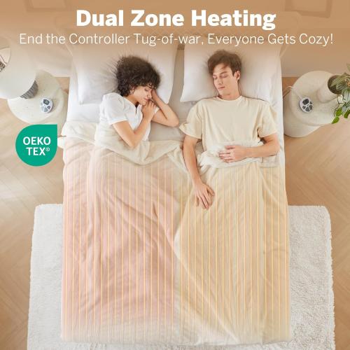 Serta Heated Blanket, Eletric King Size Blanket, Soft, Warm, Fuzzy Heating Blanket King for Office, Couch, 1-12 hr Auto Shut Off Timer, 10 Lv Heat Setting, ETL Certified, King 100 x 90 Ivory