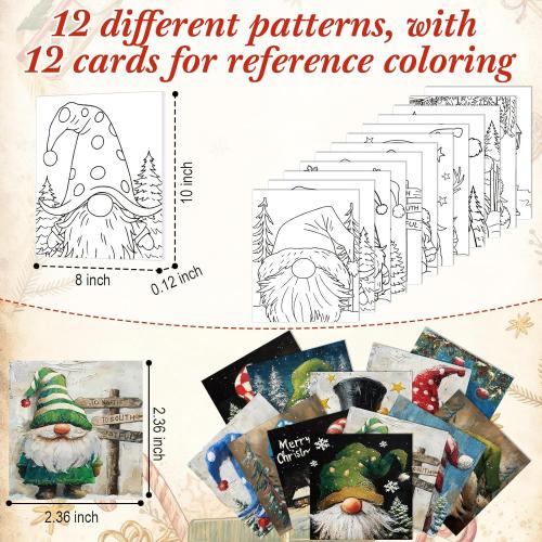 Sherr 12 Pcs Pre Drawn Canvas Pre Printed Canvas Set for Adults Cute Printed to Paint Set Theme Painting for Valentine's Day Party Favor(Xmas Gnome,8 x 10 Inch)
