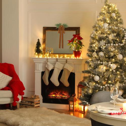 Hungdao 3 Set Christmas Bow Picture Frames Decorations Christmas Pine Branches and Bows Decor for Picture Photo Frames Holiday Xmas Home Wall Decoration (Camel)